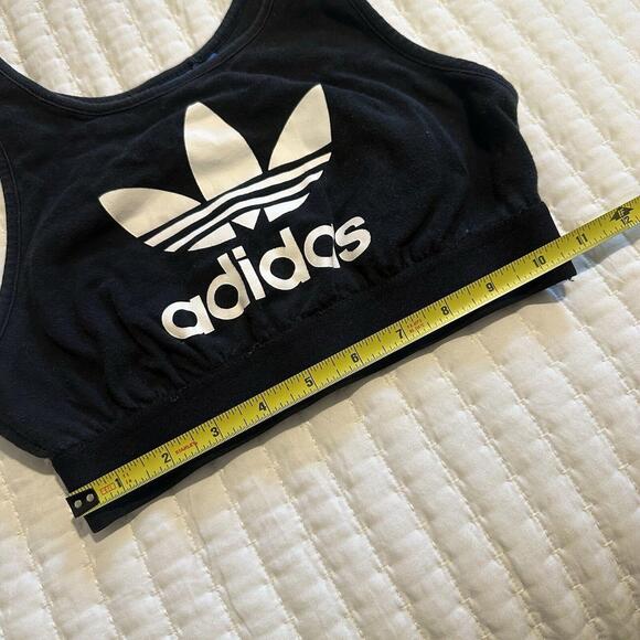 Adidas Sports Bra Black White Logo Sleeveless Workout Top No Lining Sz S Small - Picture 3 of 12
